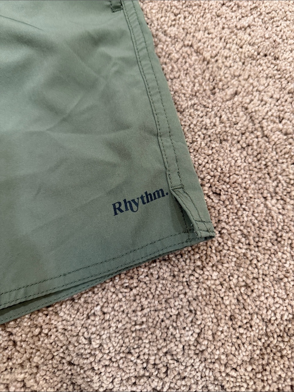 Rhythm. Olive Athletic Drawstring Swim Shorts - Picture 2 of 7